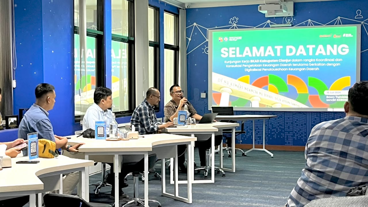 Kunjungan Kerja BKAD Kabupaten Cianjur dalam rangka Koordinasi dan Konsultasi Pengelolaan Keuangan Daerah terutama berkaitan dengan Digitalisasi Penatausahaan Keuangan Daerah